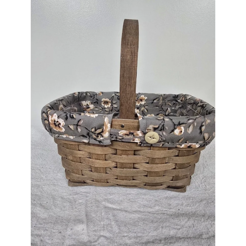 Vintage Longaberger 1990 Gathering Basket Stationary Handle 8